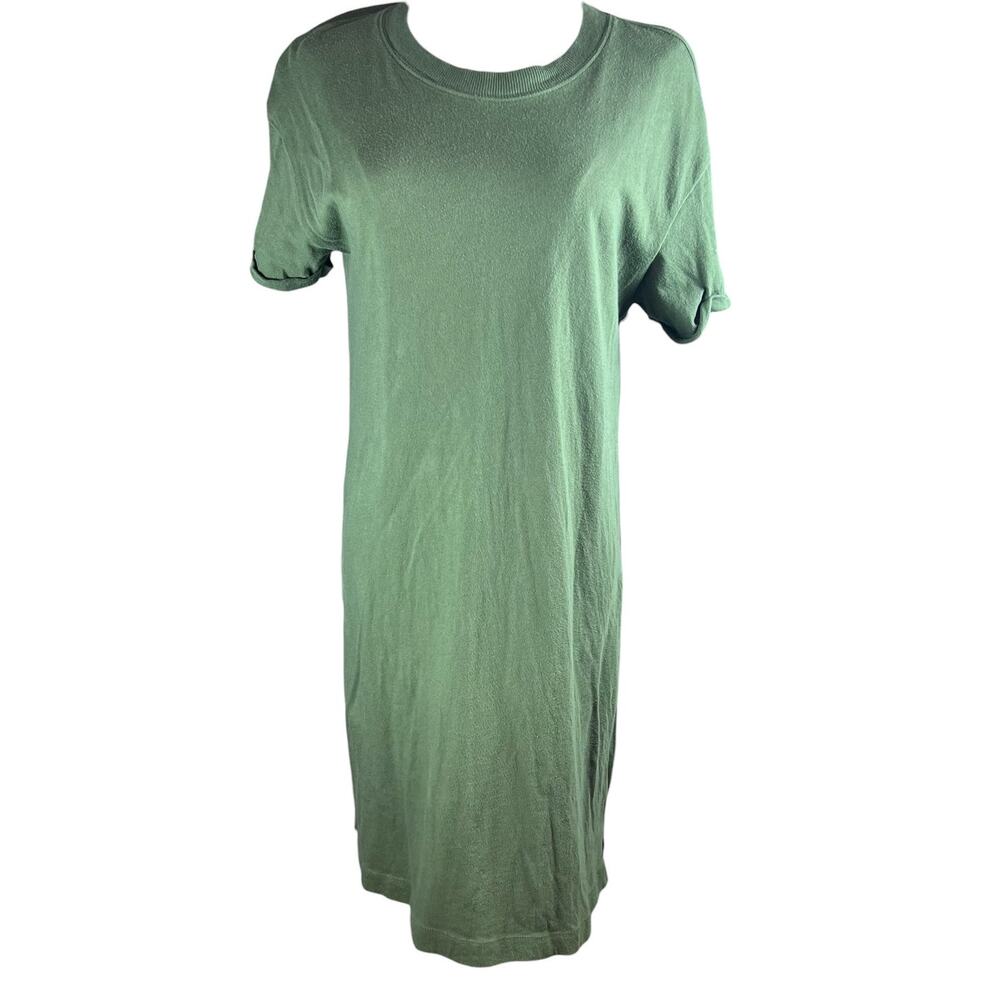Time & Tru Green Cotton T-Shirt Dress Size S Minimal Casual Tee Dress